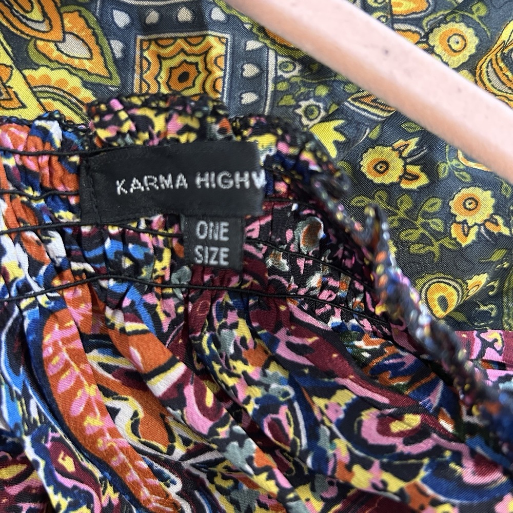 Karma Highway Women's One Size Flutter Sleeve Top Colorful 100% Viscose NWOT - Picture 8 of 10